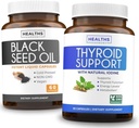 Podpora štítné žlázy a černý semenný olej (1- Month Supply) Black Seed Thyroid Boost - Podpora štítné žlázy (60 kapslí) Doplněk k zdraví & Black Seed Oil (60 kapslí)