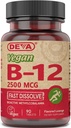 DEVA Nutrition Vegan Sublingual Fast Disolve B-12 Tablety, 2500 mcg, 90 Počet