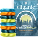 Cliganic 20 Pack Mosquito Repelent Náramky pro dospělé a děti - Přírodní Deet- bez kapel, jednotlivě zabalené