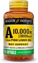 MASON NATURAL Vitamin A 3000 mcg (10 000 IU) z rybího játrového oleje, podporuje Vizi & Imunitní zdraví, 100 Softgels