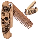 Vychutnejte si Dřevěné vousy Comb pro muže, skládací kapesní vousy příslušenství pro muže, zaryté Walnut Dřevěný Comb pro knírek, Vousy a vlasy pro něj (Half Skull)