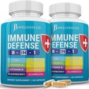 Imunitní podpora 8 v 1 Kapsle - doplněk zinku, vitamín D3, vitamín C a bezinky - Imunitní posilovač Ginger Root, a kurkuma - [2-Pack]