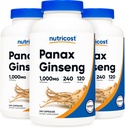 Nutricost Panax Ginseng 1000mg, 240 Kapsle, 3 Lahvičky - Non GMO, gluten zdarma, 120 Služebnictví