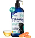 Čistý Aljašský losos olej pro psy, Omega 3 Formule, Pes Fish Oil Liquid, Kůže a kabát dodatek pro prolévání, suché ltchy kůže a alergie, EPA + DHA mastné kyseliny, 32 oz láhev čerpadla