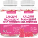 Cukrovinky bez hořčíku Zinkové gumy s VC D3 & B6 & K2,600mg Vápníkové gumy s 300mg Magnesium Support Bone & Muscle pro dospělé a dospívající (60 Počet (balení po 2))