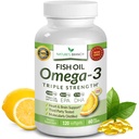 Nejlepší Triple Strength Omega 3 Fish Oil Pills 2400mg 600mg 124; 120 Kapsle 124; Burless High Potency Lemon Flavor 124; 864mg EPA 576mg DHA Ultra čisté tekuté tanga 124; Brain Joints Eyes Hair Heart Health Dodatek