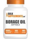 BulkSupplements.com Nutriční olej Softgels - Gamma Linolenová kyselina doplněk, Nutriční olej doplňky, Nutriční olej 1000mg - Gluten zdarma, 1 Softgel per Serving, 180 Počet (balení po 1)