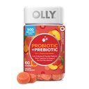 OLLY Probiotic + Prebiotický Gummy, stravovací podpora a Gut zdraví, 500 milionů CFU, Vláknina, Dospělý Žvýkací doplněk pro muže a ženy, Broskve, 60 denní zásobování - 60 Počet