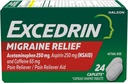 Excedrin Migréna Relief Caplet pro zmírnění Migrény Příznaky - 24 počet