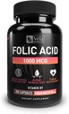 Folic Acid Dodatek 124; 1000 mcg per Serving, 200 Kapsle 124; Podpora srdce zdraví, Prenatal Supplement Supplementary 124; Non- GMO, 3. strana Tested