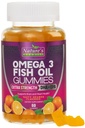 Omega 3 Fish Oil Gummies, Srdce zdravé Omega 3 Gummy dodatek s vysokou absorpcí DHA & EPA, Extra sílu kloubu & Brain Support, Delicious Orange Flavor Fish Oil Nature 's Vitamin - 60 Gummies