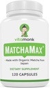 MATCHAMAX ™ Organic Japanese Matcha Kapsle - Pure Organic Matcha Green Tea Pills for Smooth Zen- Like Energy and Natural Mood Boost - Vegan Matcha dodatek Balený s antioxidanty - 120ct
