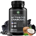 Čisté Coconut Aktivované Charcoal Kapsle - 180 Charcoal pilulky, Pomáhá s bělení zubů, nadýmání a vyčištění těla. Non- GMO - Gluten Free, Vegan