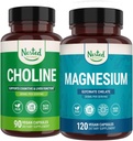 Nested Naturals Choline Bitartate & Magnesium Glycinate Chelate Stack IR 124; Relaxace, Podpora spánku, Kognitivní výkon (210 Počet)