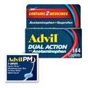 Advil Dual Action with Acetaminophen and Ibuprofen (2 Dávka Ekvivalentní) Pro 8 Hodinové úlevy od bolesti, potažený 144 Ct kapsle a 2 Ct. Vzorek Advil PM