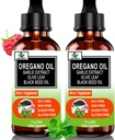 (2 Pack) Organický olej oregano s černým semenným olejem pro imunitní, trávicí a antioxidant, w / Česnek Elderberry Sezónní podpora 6X Absorpce tekuté oregano kapky