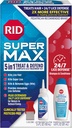 RID Super Max Lice Léčebná sada, Zabíjí Lice & Super Lice & Vejce + 24 / 7 Lice Defense, Pesticide Free, 3.4 FL OZ Solution + 6.8 FL OZ Daily Defense Shampoo & Conditioner + Nit Removal Comb