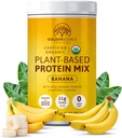 Banana - Proteinový prášek na bázi rostlin, proteinový mix, proteinový prášek s vitamíny a minerály, 20g proteinu, & Kompletní profil aminokyselin, Veganský proteinový prášek