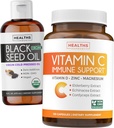 Black Seed Oil Liquid & Imunity Support (2-Month Supply) Immunication Maximiser Bundle - Black Seed Oil Liquid (16fl.oz) Premium Cold-Pressed Clack Cumin Seed Oil & Vitamin C Imunitation Support (120 Veg Caps)