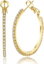 PABBEU 2mm 925 Sterling Silver Náušnice velký Sterling Silver Hoop Náušnice pro ženy Velký Rhinestone Hoop Náušnice tenké hypoalergenní Cubic Zirconia Náušnice pro ženy 30 / 40 / 50 / 60 / 70 mm