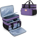 LUXJA 2 Layers Medicine Bag s odnímatelným děličem, Pořadatel lahví Vhodné pro domácí nebo cestovní použití, Purple