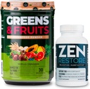 Nutrology Green & Fruits Powder- Přirozeně sourced Superfood, Vanilla Skořice (30 Služeb) Zen přírodní doplněk hořčíku (30 Služeb)