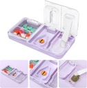 Toplive Přenosný 3- in-1 Pill Cutter a Pill Grinder a Pill Holder, Přesné snadné řezání, Medikace Drtič pro malé velké pilulky, Vitamin Tablety Tříska pro starší děti Domácí zvířata, Fialové