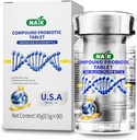 NAIK Probiotika 1800 Billion CFU - 10 Strains + Organic Prebiotics - Imunity, Digestive & Gut Health - Podporuje příležitostnou zácpu, průjem, plyn & floating - pro ženy a muže - 45ct