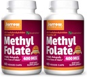 Jarrow Diplomas Methyl Folate 400 mcg - 60 Veggie Caps, Balení 2 - Vysoce biologicky aktivní forma folátu - 4. generace Acid Technology - 120 Celkem Podání