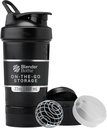 BlenderBottle Shaker Lahvička s pilulkovým organizátorem a úložištěm pro proteinový prášek, Classic V2 ProStak System, 22- Ounce, Midnight Black