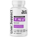 Doplněk pro čištění jater pro mládež a tonic - Silymarin Milk Thistle Complex Formule pro tělesné zdraví, opravy a podpora - Non- GMO Bylinné vitamíny - 60 Kapsle pro ženy a muže