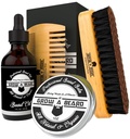 Beard Brush, Beard Comb, Beard Oil, & Beard Balm Grooming Kit pro mužskou péči, Travel Facial Hair Set pro růst, Styling, Shine & Sofness, Velké dárky pro něj