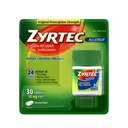 Zyrtec 24 hodin Allerief Relief Tablety, 10 mg Cetirizin HCl Antihistaminika Medicína proti alergiím, 30 ct Červená