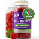 Sambucus Elderberry Gummies + Vitamin C + Zink pro děti a dospělé, Imunitní podpora X3, Přírodní aromata + ingredience, Vegan, Non- GMO, Made in USA (60)