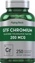 Piping Rock GTF Chromium 200 mcg colum124; 250 Kapsle 124; Glukóza Tolerance Příplatek k toleranci 124; Non- GMO & gluten zdarma