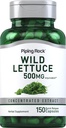 Piping Rock Wild Lettuce Extract 124; 500mg CLAS124; 150 kapsle CLAS124; Koncentrovaný bylinný dodatek CLAS124; Non GMO, gluten zdarma