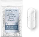 PureCaps USA - Prázdný Vegetarian Vegan Pullulan Pill Kapsle Velikost 00 Pullulan 124; 1000 spojených pilulek 124; Clear Pul124; Non- GMO Certified Pullulan 124; SLS, gluten, Preservative Free