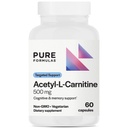 Purefillas Acetyl L- karnitin Kognitivní a paměťová podpora L Carnitin dodatek pro mozek, Focus, & Calmness Alcar, 500mg Dairy zdarma Non- GMO 60 Kapsle