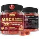 2 Pack Sugar Free Maca Root Gummies 2000mg s Ashwagandha, Tribulus Terrestris, Rhodiola, Panax Ginseng, L Arginin & L Tyrosin - Organic Black Yellow Maca Root for Women Men Energy Support
