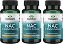 Swanson NAC N- Acetyl Cystein - Antioxidant Anti- Aging Respirační podpora jater - Aminová kyselina dodatek 1000 mg 60 Kapsle (3 balení)