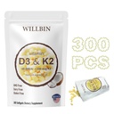 300 Pcs 2 v 1 Vitamin D3 10000 iu Plus K2 (MK-7) 200 mcg, Coconut Oil Softgels s vitamíny D & K, podporuje kosti, srdce a imunitní zdraví - snadno polykat & Non- GMO