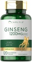Carlyle Ginseng Extract Supplement CLAS124; 120 Kapsle CLAS124; 1200mg CLAS124; Prášky pro muže a ženy CLAS124; Non- GMO a gluten zdarma