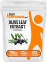 Bulksupplements.com Olive Leaf Extract Powder - Bylinný dodatek, Antioxidant Source, Olive Leaf Powder - Gluten Free, 750mg per Serving, 250g (8.8 oz) (Balení po 1)