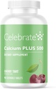 Oslavte Vitamíny vápník Plus - 500 mg vápníku Citrát, 333 IU vitaminu D3 & 34mg Magnesium pro postbariatrickou chirurgii - Bezlepkové a cukrové tablety - Cherry, 90 Žvýkací tablety