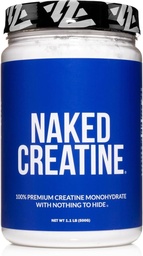 NAKED čistý mikronizovaný kreatin monohydrát prášek - bez příchutí, 500g, 1.1lb Bulk - Vegan, Non- GMO, gluten- Free, Soy- Free, No Fillers, Podporuje růst svalů & síla - 100 Služeb