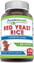 Pure Naturals Red Yeast Rice 1200 Mg per Serving, 120 Kapsle dodatek 124; Non-GMO CLANE124; Gluten Free CLANE124; Made in USA