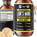 HERBIFY Lions Mane Dodatek - Denní Houbový dodatek pro paměť, Focus & Clarity - Brain Booster - Lvi Mane Tincture pro imunitní podporu - 2 Fl oz