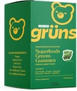 Gruns Sugar Free Super Greens Gummy Bears - Organic Spirulina and Chlorella, Prebiotika pro stravitelné zdraví, 20 + Vitamíny a minerály, Adaptogeny - 14 sáčků - 112 Gummies