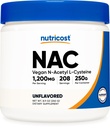 Nutricost N- acetyl L- cystein (NAC) Powder 250 Grams - Vegan NAC, Non- GMO, gluten zdarma
