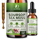 (2 Pack) Organic Soursop Graviola s mořem Moss kapalné kapky, Soursop Bitters kapalné bohaté na multivitamin pro přírodní antioxidant, imunitní boost, buněčná podpora a regenerace, ananasový flavor